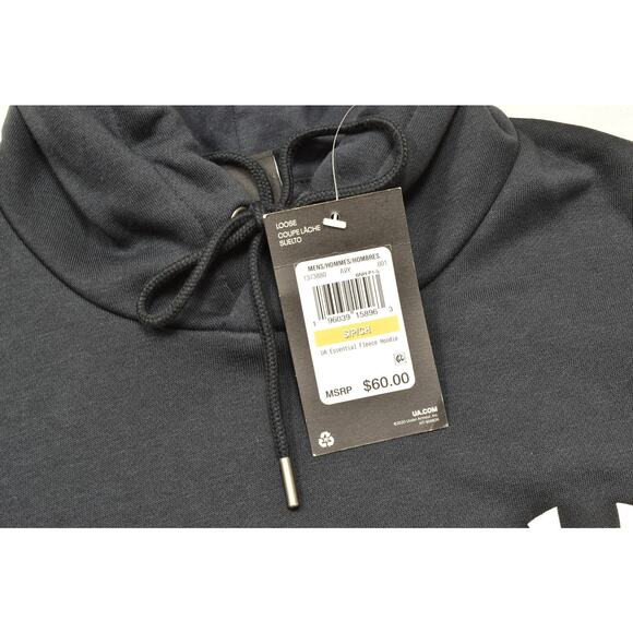 Under Armour Men's Essential Fleece Hoodie Loose Fit Black Size S Cotton NEW - Picture 5 of 8
